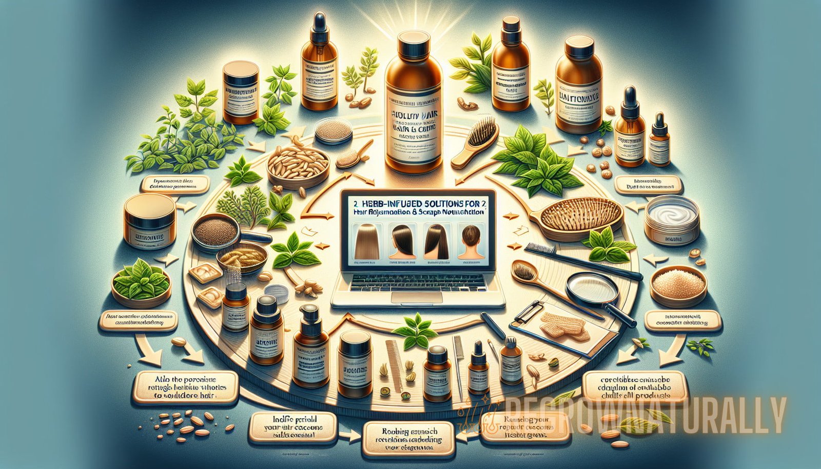 Illustration pour la section : Identifiez vos préoccupations : Déterminez vos problèmes capillaires, tels que la perte de cheveux, la sécheresse, les pellicules ou le cuir chevelu - rajeunissement des cheveux aux herbes