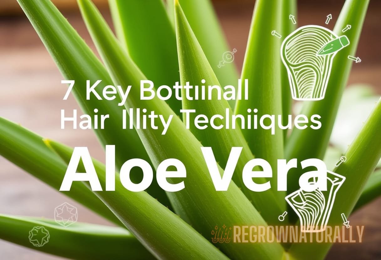 Illustration for section: Aloe Vera is renowned for its soothing properties. This succulent plant contains vitamins, enzymes,  - botanical hair vitality