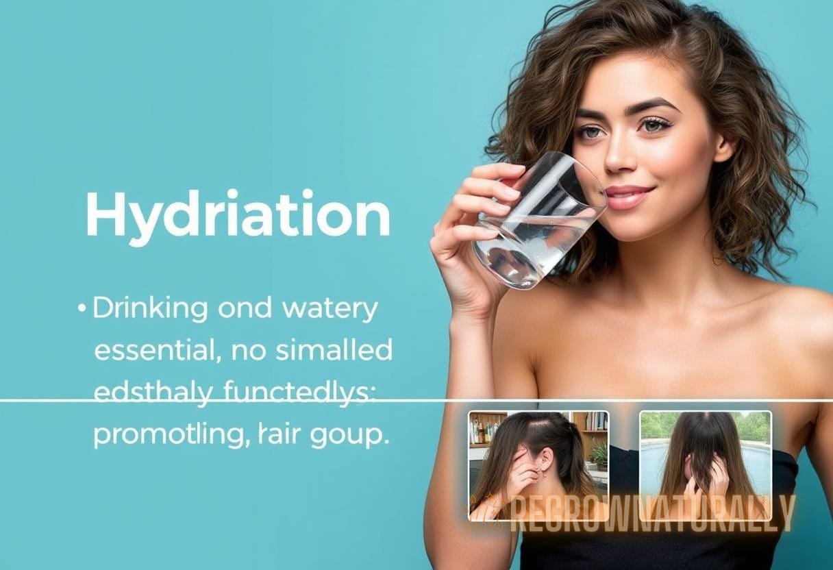 Illustration for section: Hydration: Drinking plenty of water is essential for maintaining bodily functions, including promoti - hair growth success